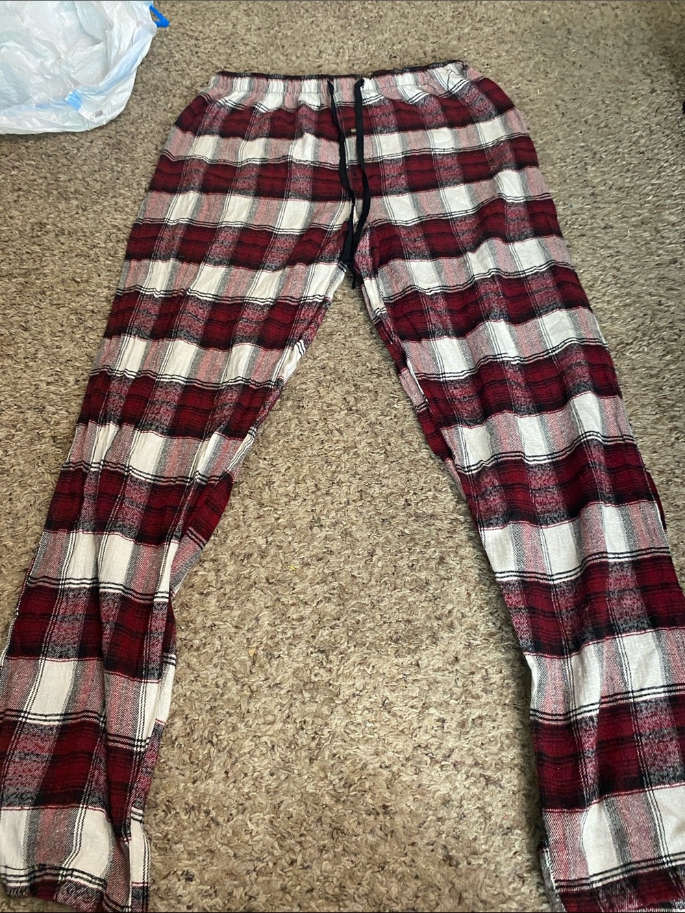 Men's Red & White Plaid Lounge Joggers with Drawstring Waist